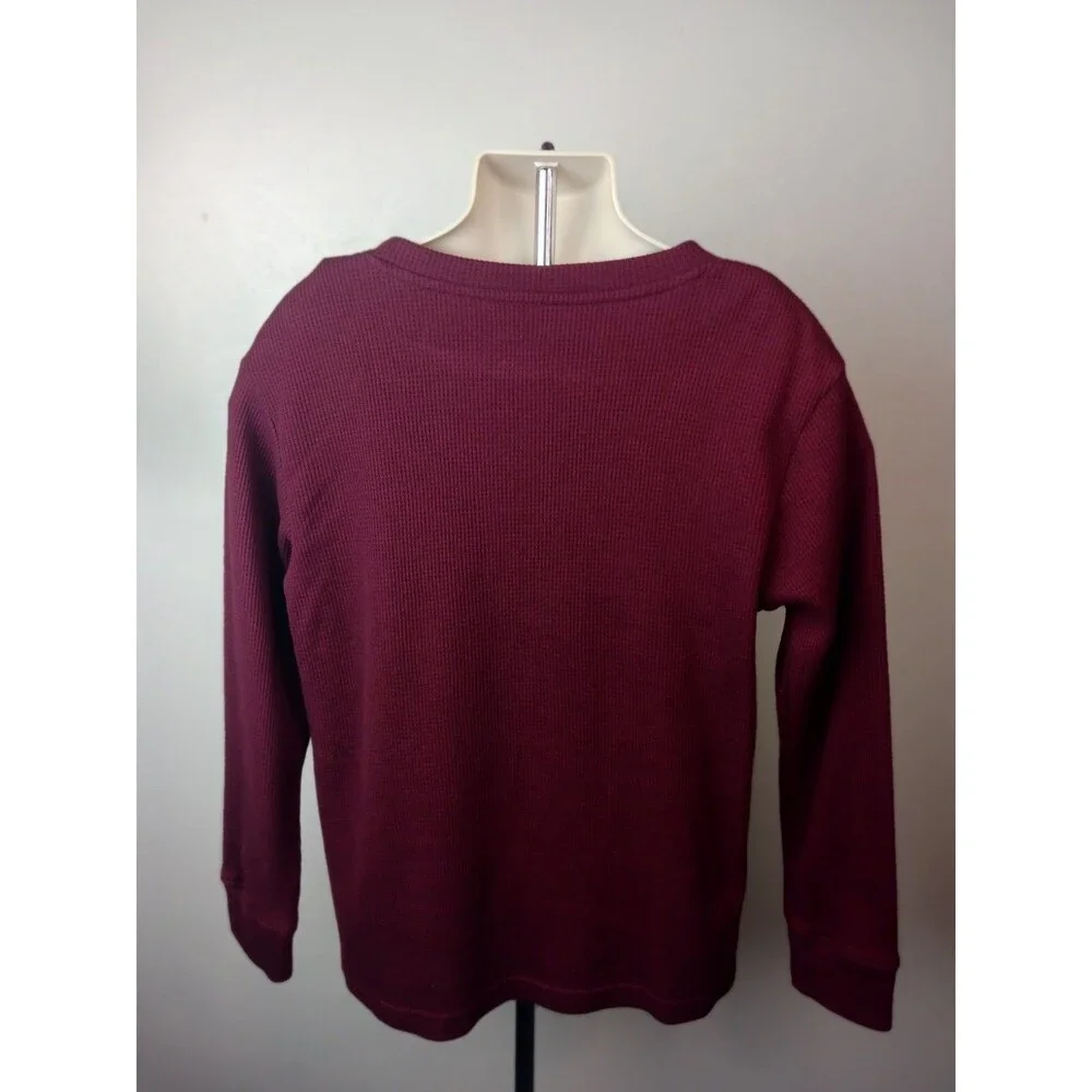 The Children's Place Boys Waffle Knit Henley Shirt Size M 7/8 Burgundy